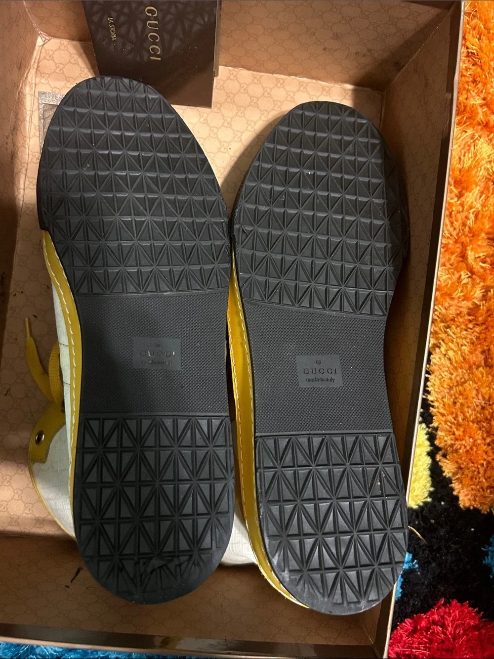Gucci Yellow and White High-Top Sneakers